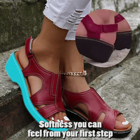 Raxiva-premium leather orthopedic wedge sandals