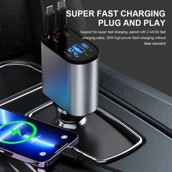 Raxiva-4 in 1 retractable car charger