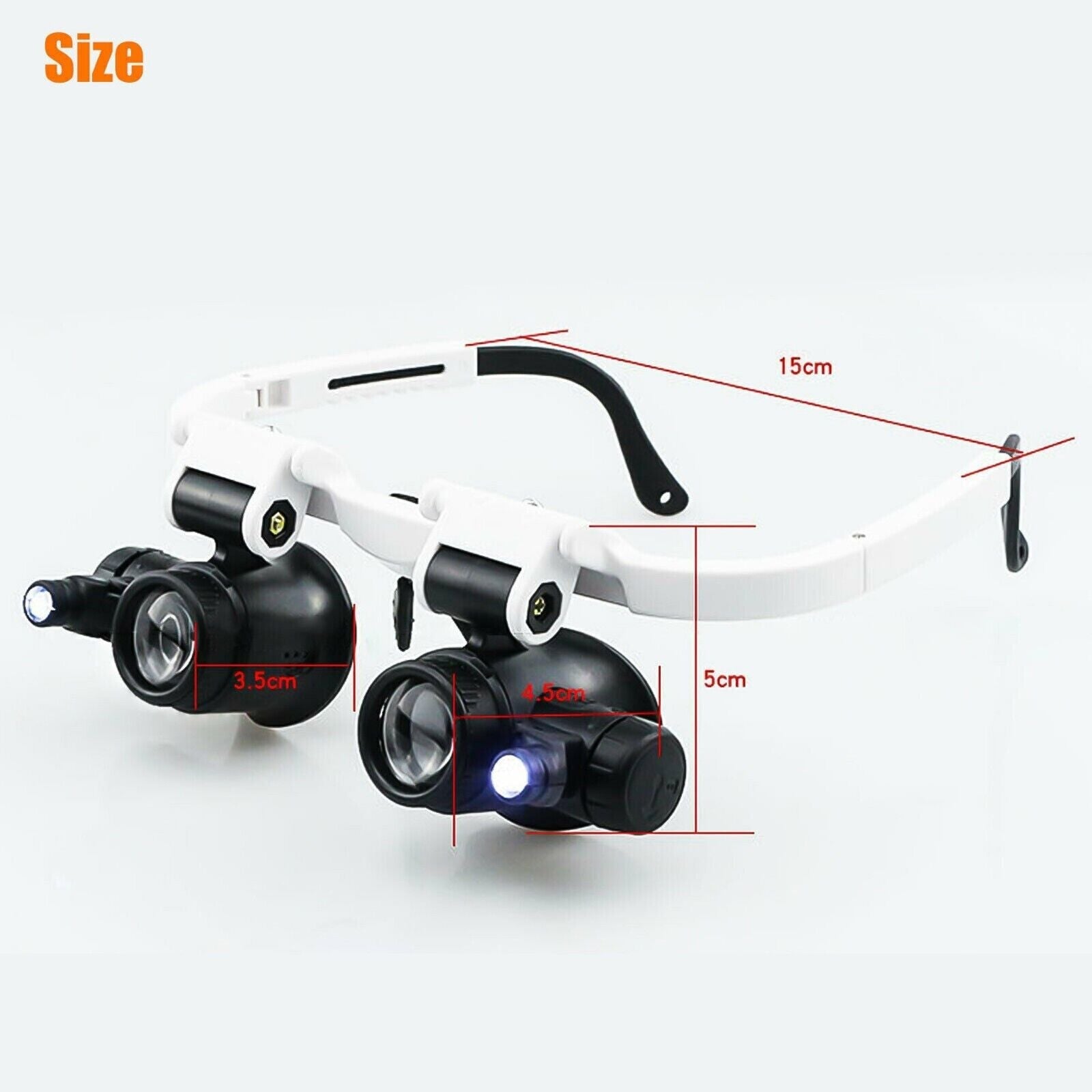 Raxiva-headband magnifier 8x lens led light jeweler glasses