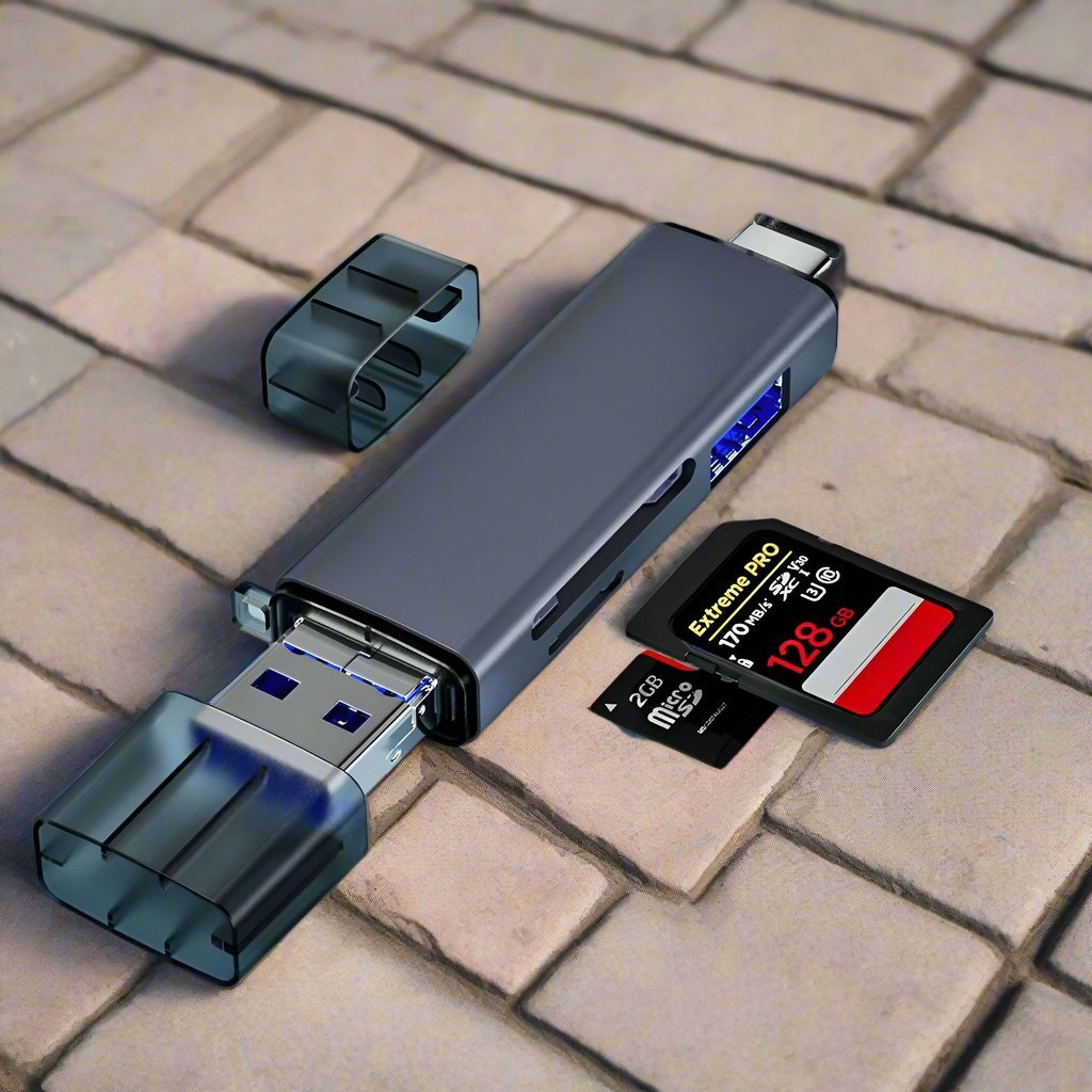 Raxiva-6 in 1 multifunction usb 3 0 card reader type c micro usb sd tf adapter