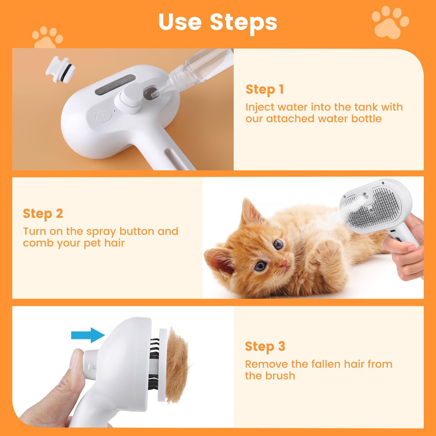 Raxiva-cat dog steam brush