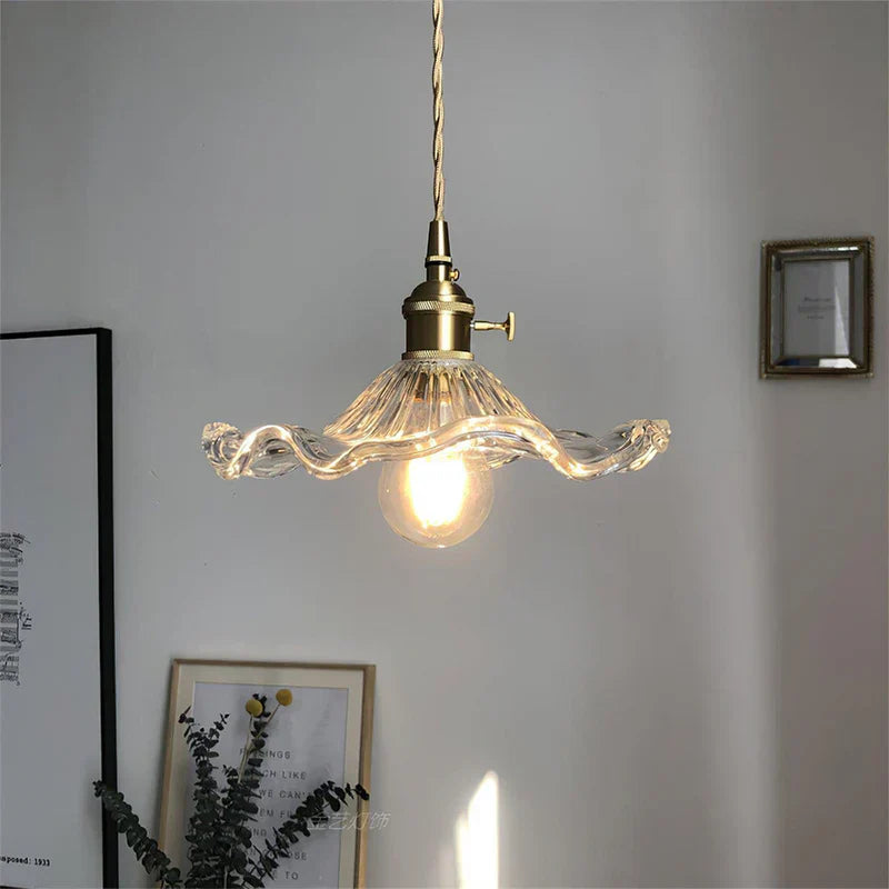 Raxiva-luminaire pendentif hibiscus verre souffle elegance