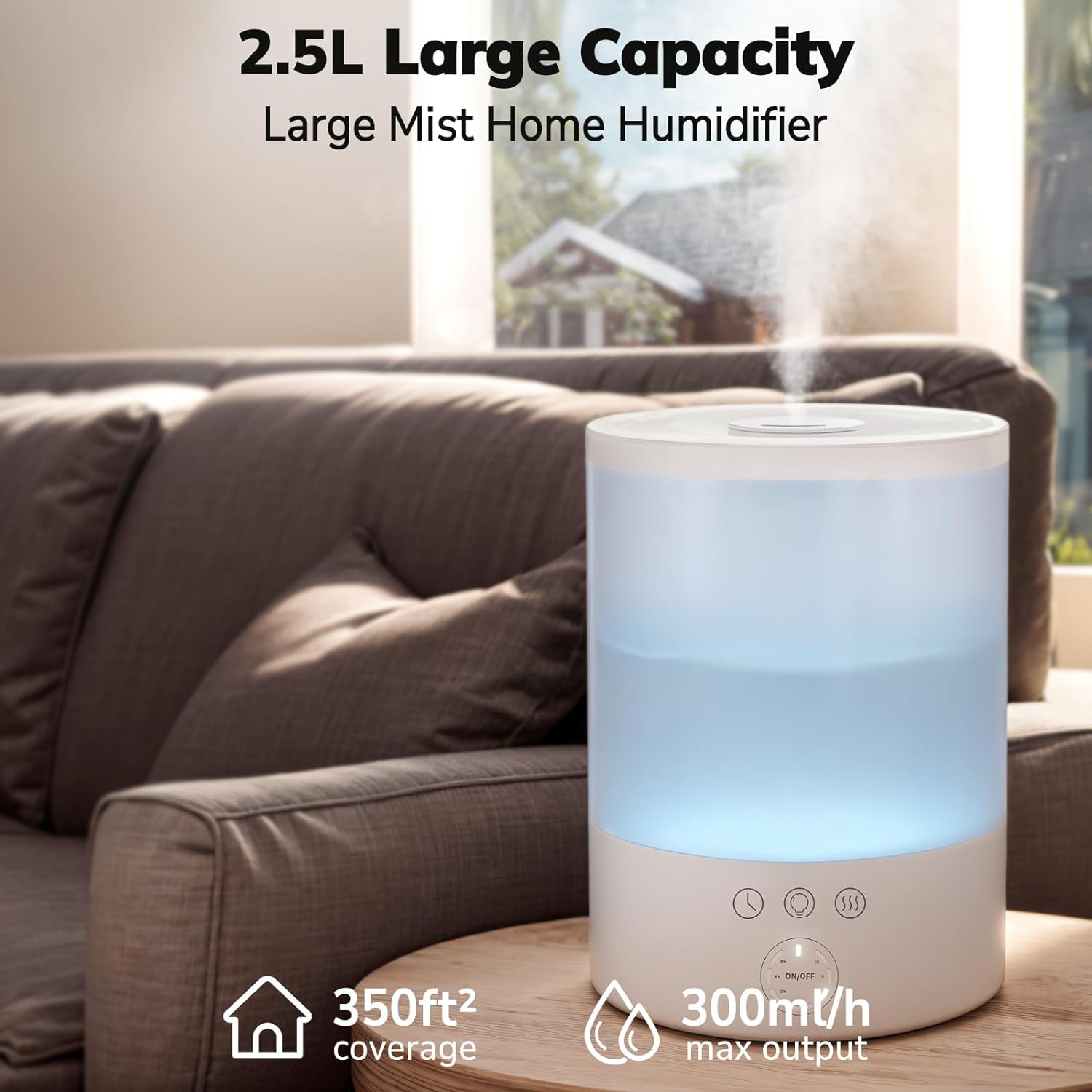 Raxiva-pure enrichment ultrasonic cool mist humidifier large room