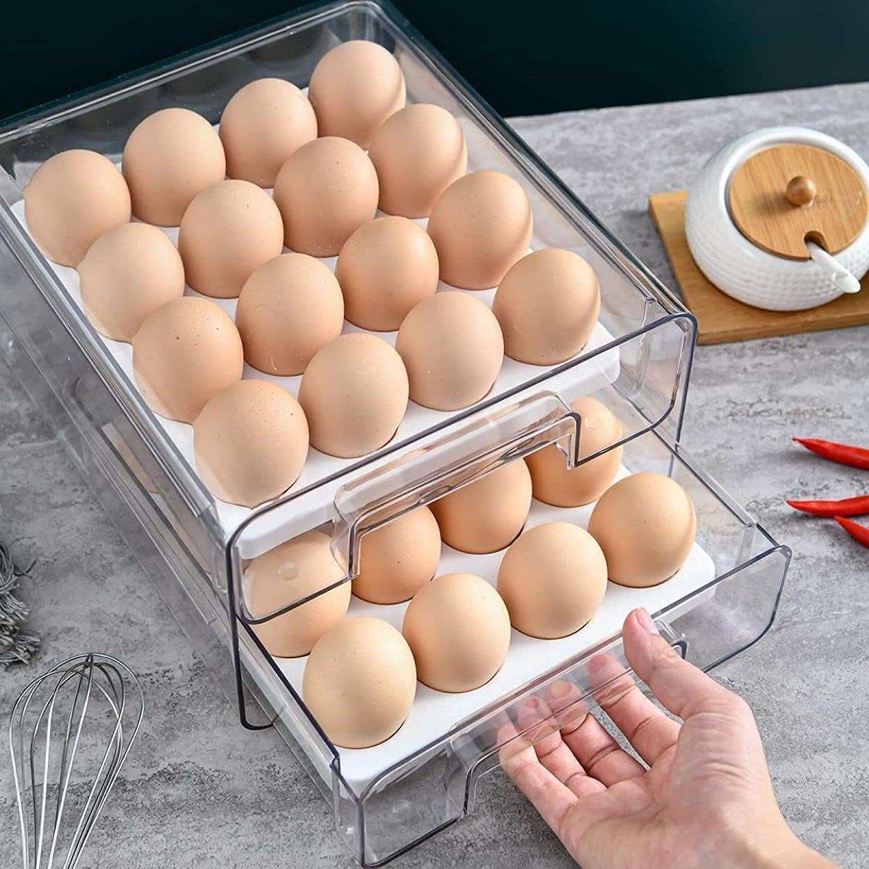 Raxiva-egg container holder in fridge