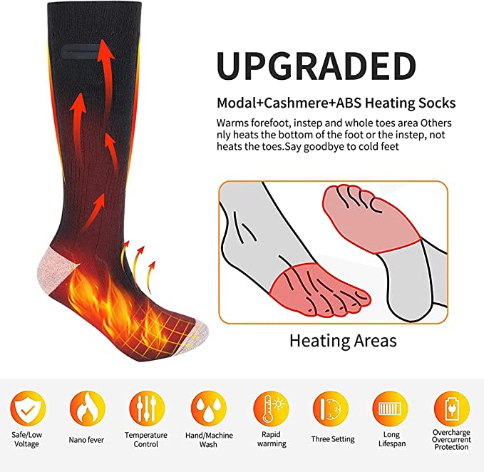 Raxiva-2 pairs unisex heated socks