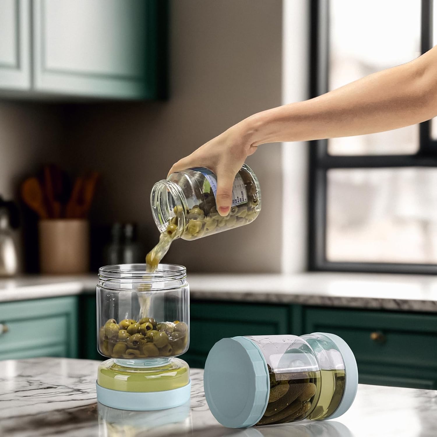 Raxiva-glass pickle separator container