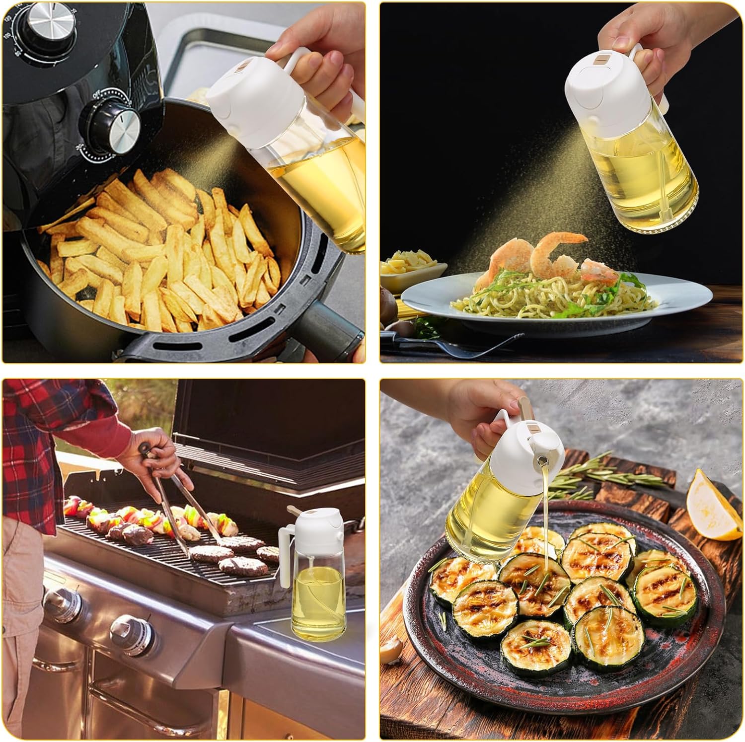 Raxiva-2 pack oil dispenser and sprayer bottle