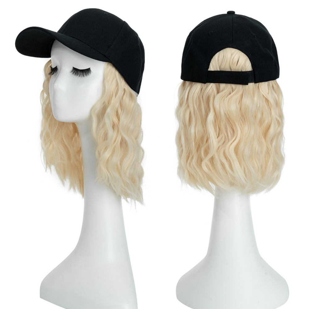 Raxiva-heat resistant synthetic wavy wig baseball cap extension