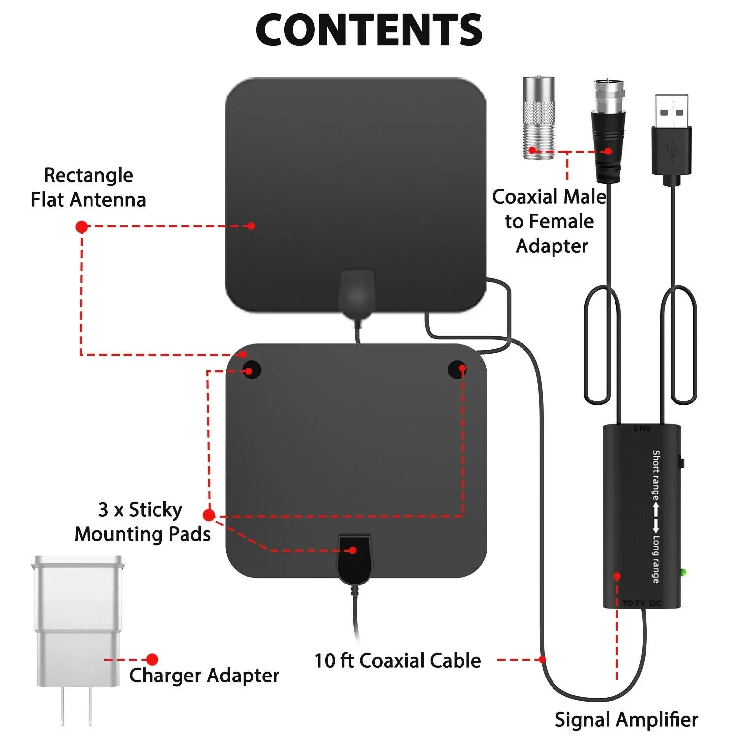 Raxiva-300 miles indoor digital amplified hdtv antenna signal booster