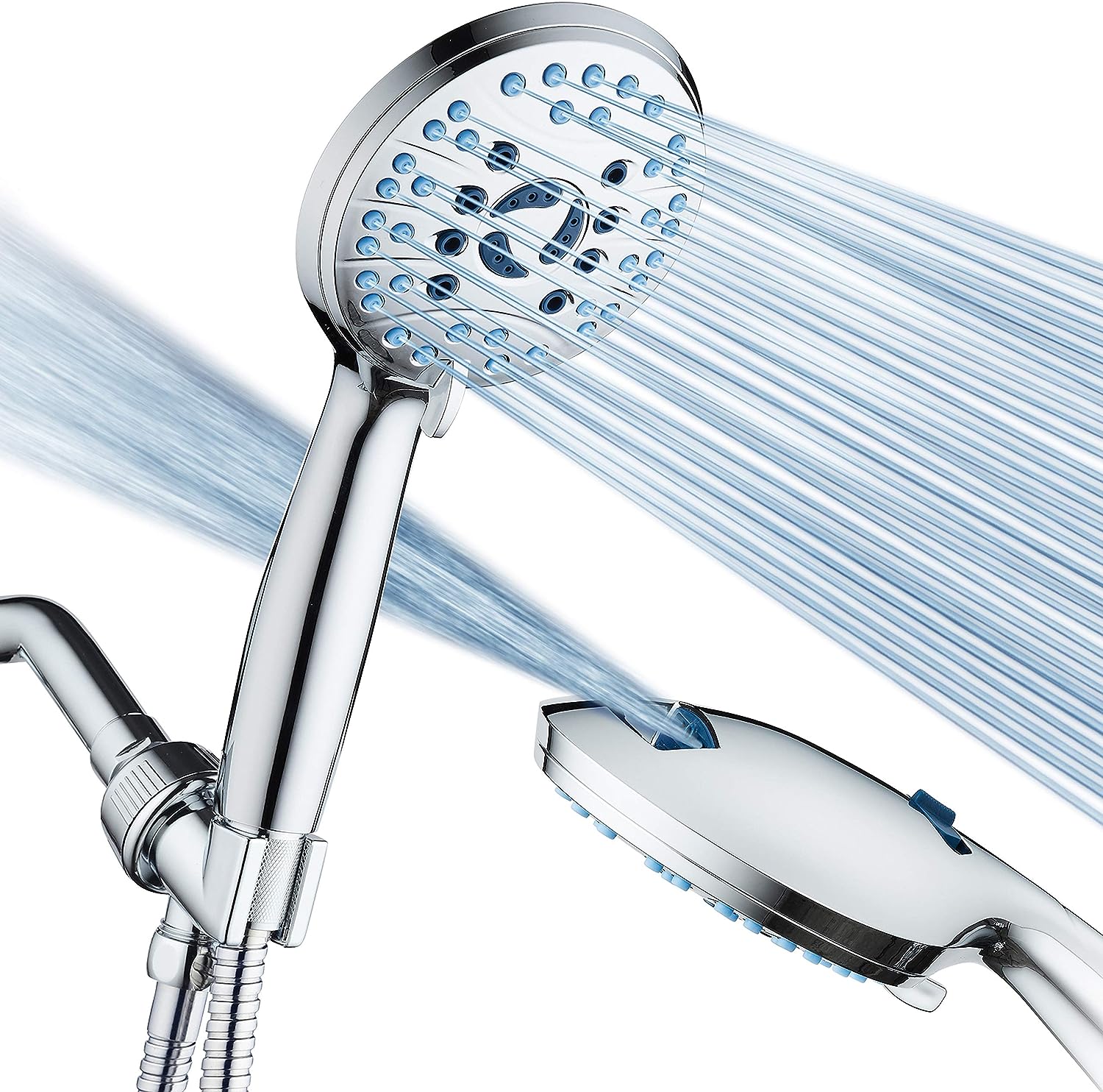 Raxiva-adjustable pressure handheld shower head with hose