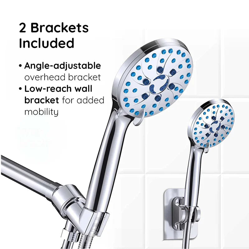 Raxiva shower head with two speed spray gun