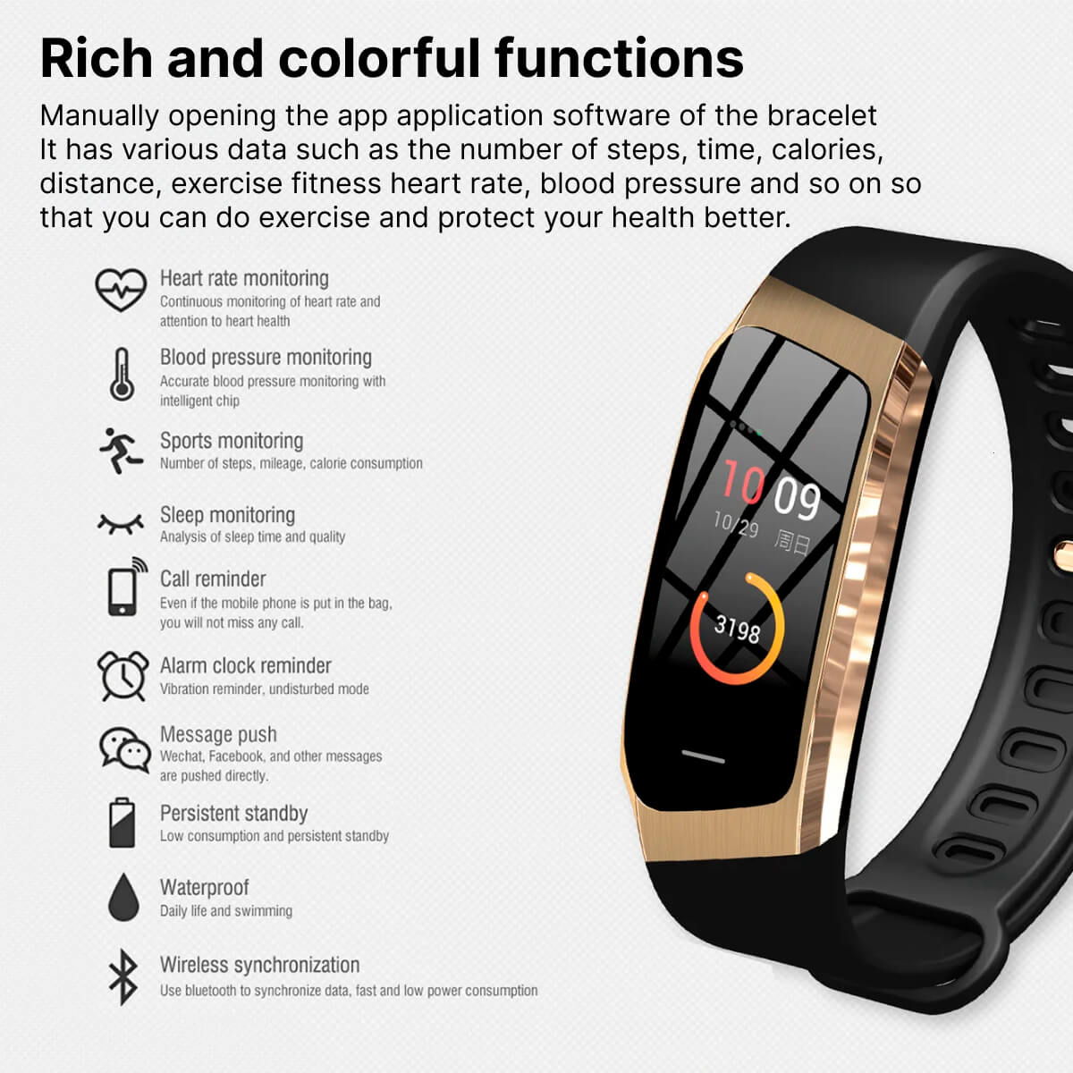 Raxiva-blood pressure smartwatch heart rate monitor