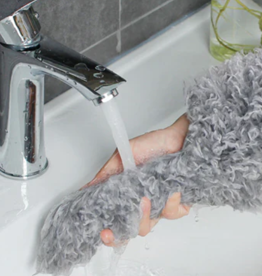 Raxiva-plumeau incurve lavable microfibre