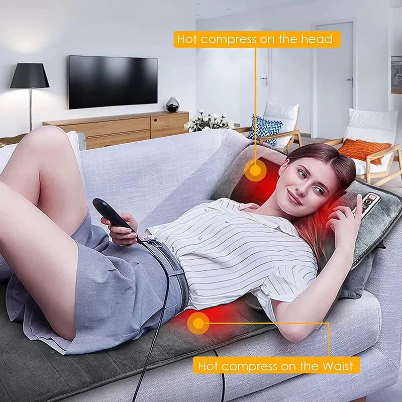 Raxiva-shiatsu massage mat with heat relaxing full body electric pad