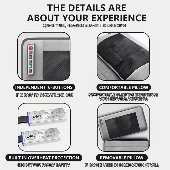 Raxiva-shiatsu massage mat with heat relaxing full body electric pad