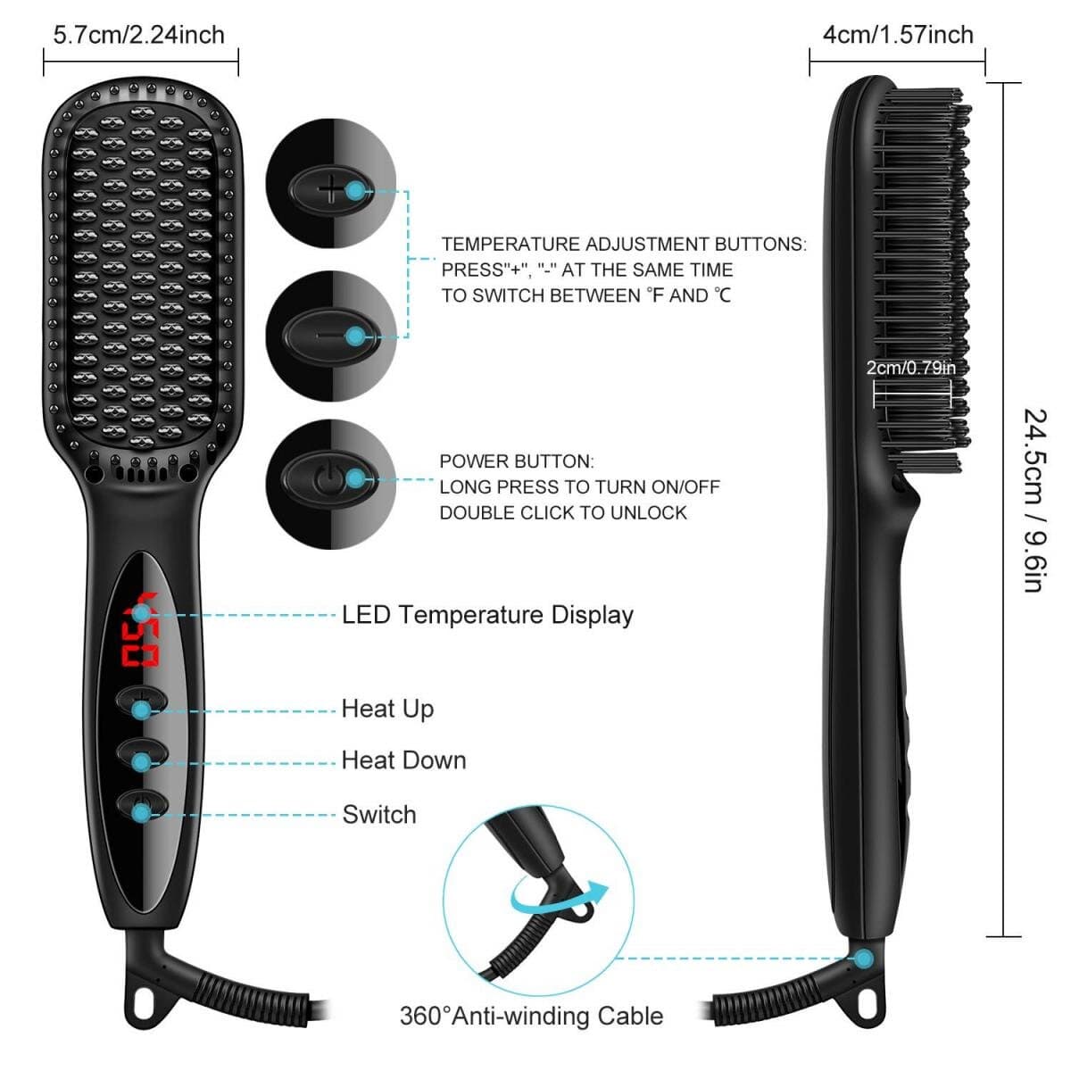 Raxiva-2 in 1 hair and beard straightener comb sleek styles effortlessly