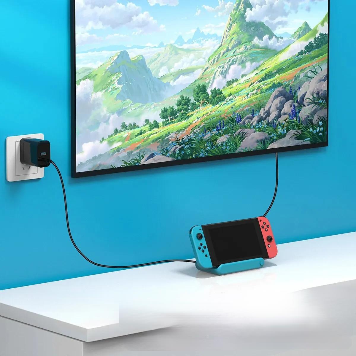 Raxiva - 6-in-1 USB-C Game Hub Docking Station and Cooling Fan – HDMI 2.0, Dual USB 2.0, RJ45, 100W PD, and Cooling Fan for Nintendo Switch/OLED