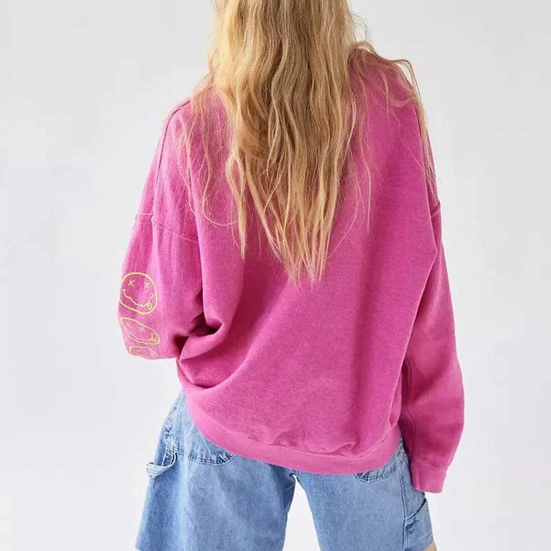 Raxiva oversized smiley sweatshirt