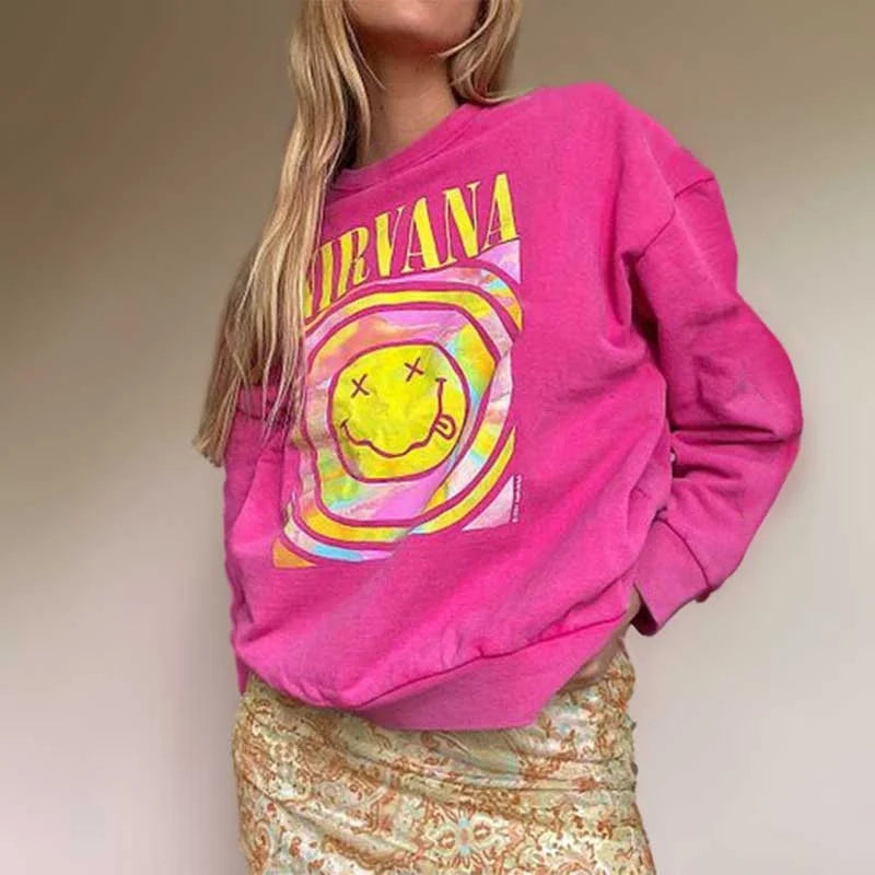 Raxiva oversized smiley sweatshirt