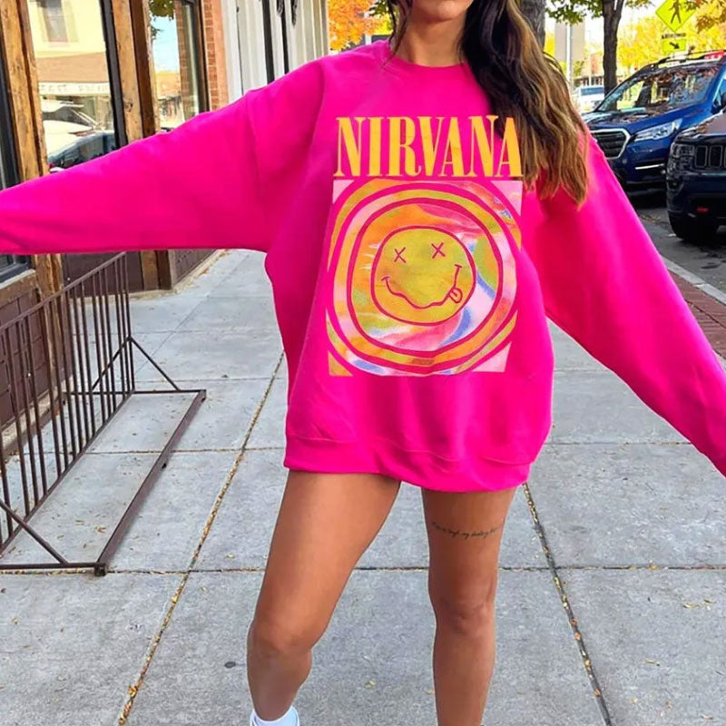 Raxiva oversized smiley sweatshirt