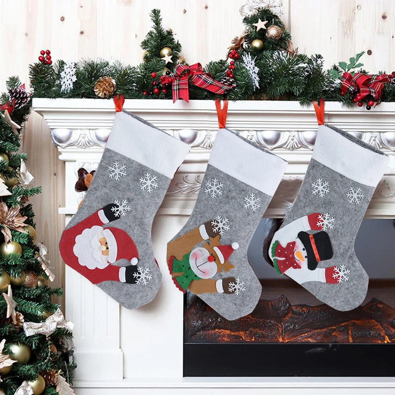 Raxiva - Christmas Stockings with LED Lights-  Snowman, Santa, Elk, and Bear Designs Perfect for Adding Festive Cheer to Your Fireplace or Christmas Tree!