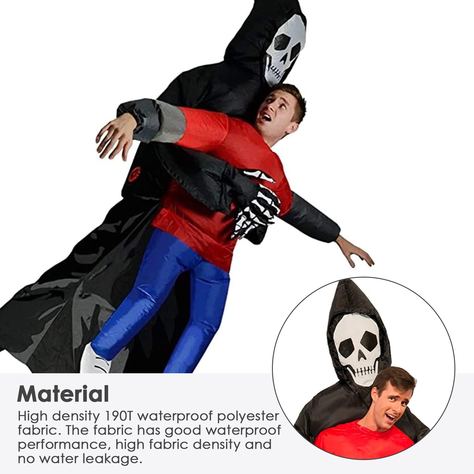 Raxiva - Death Grim Reaper Inflatable Costume - Robe Mask Ghost Costume Props for Halloween