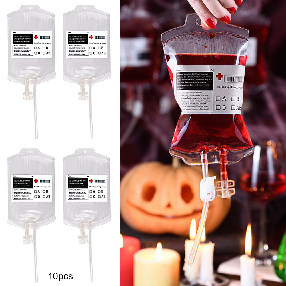 Raxiva - Halloween Blood Bag Drink Pack - Reusable Drink Cups Containers for Vampire Zombie Hospital Theme Party Supplies