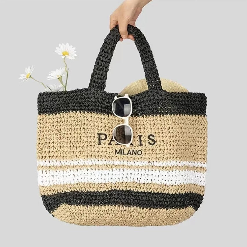 Raxiva - Handwoven Straw Summer Shoulder Bag for Women – Spacious Hollow Out Design, Perfect for Summer Beach Vacations & Casual Outings