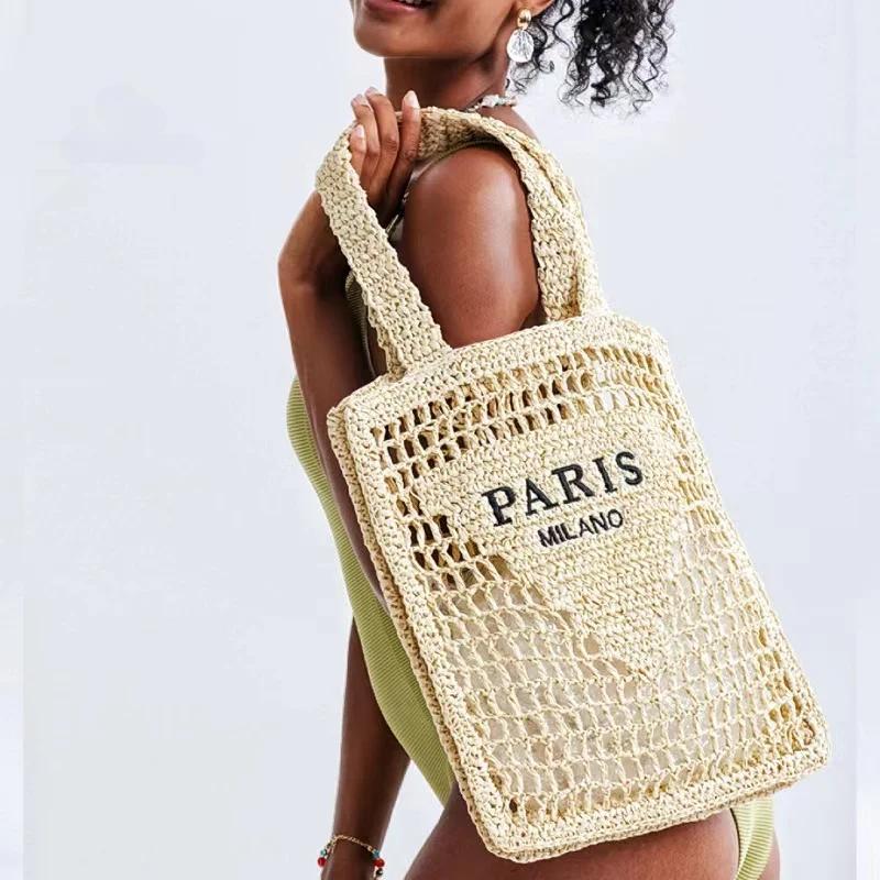 Raxiva - Handwoven Straw Summer Shoulder Bag for Women – Spacious Hollow Out Design, Perfect for Summer Beach Vacations & Casual Outings