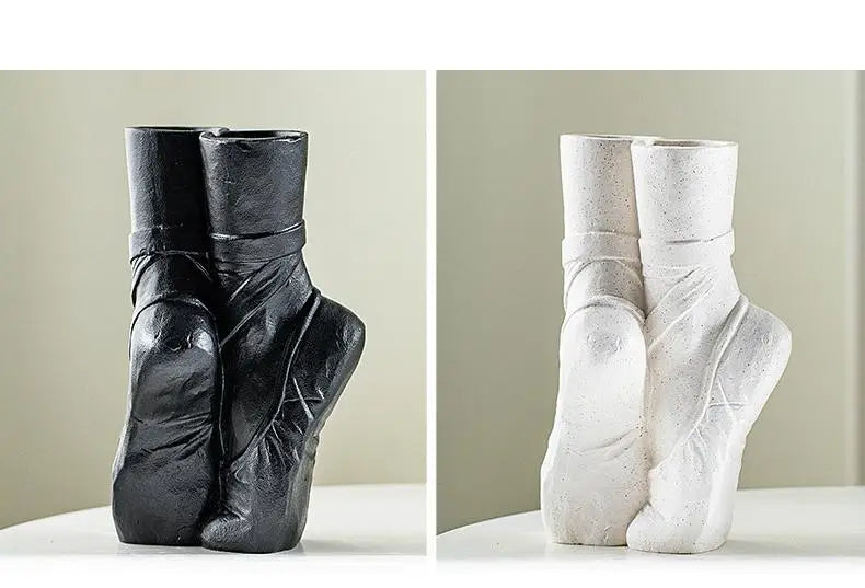 Raxiva - Nordic Ceramic Ballet Shoes Art Vase – Elegant Vase Sculpture for Home Decor and Flower Arrangements