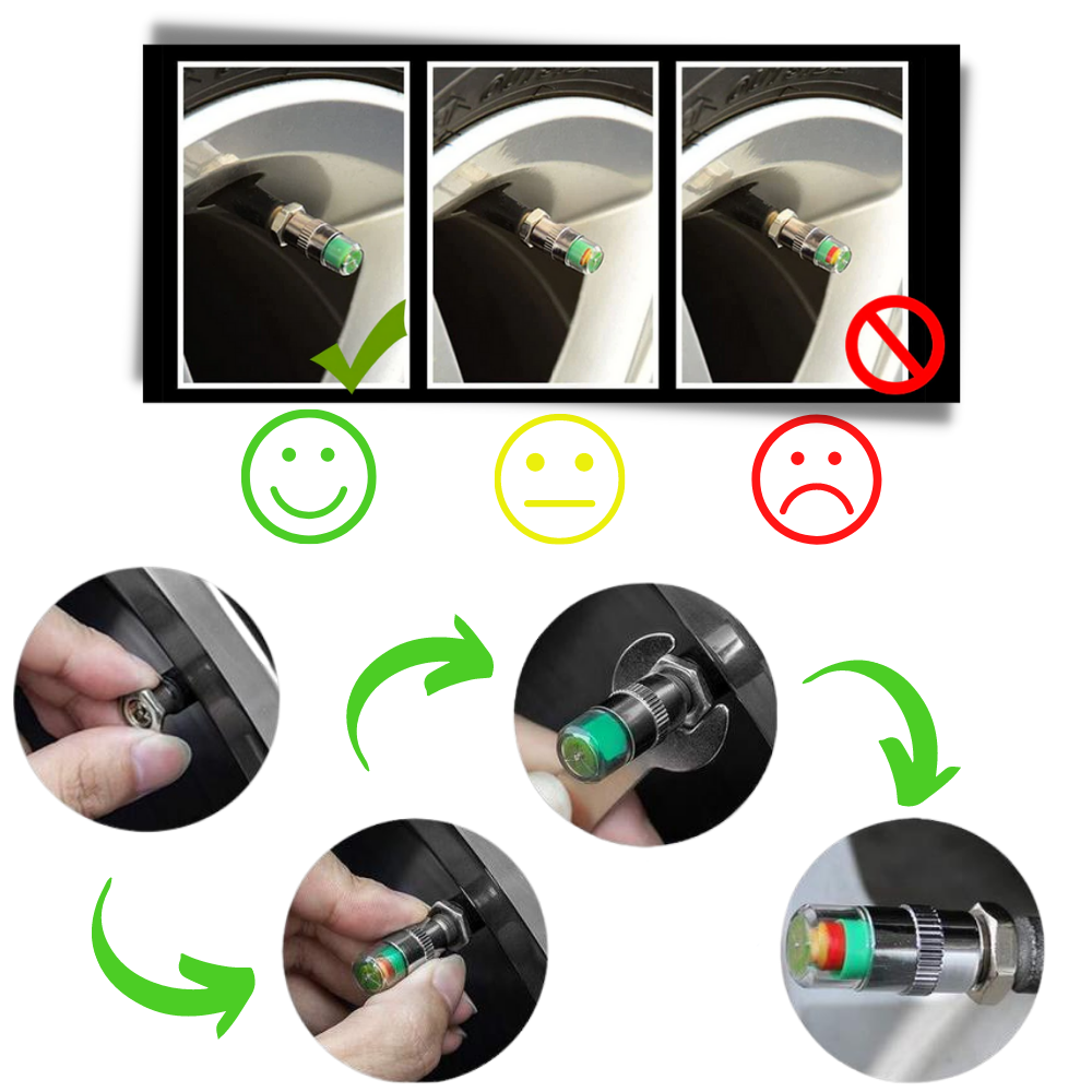 Raxiva - Pack of 4 Car Tire Pressure Sensors