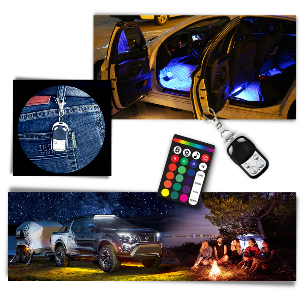Raxiva - Pack of 8 RGB Light for Vehicles