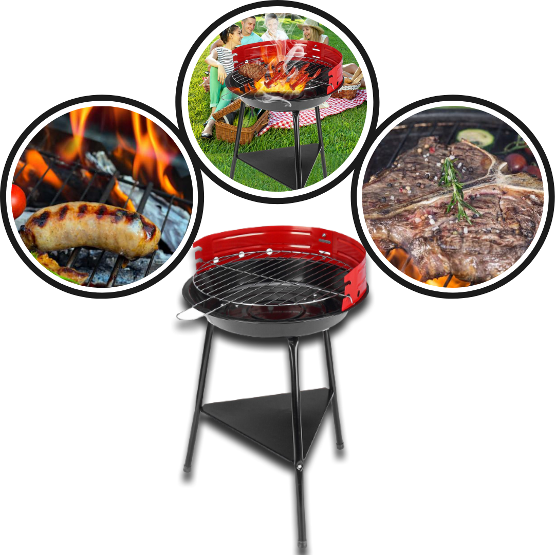 Raxiva - Portable round BBQ charcoal grill
