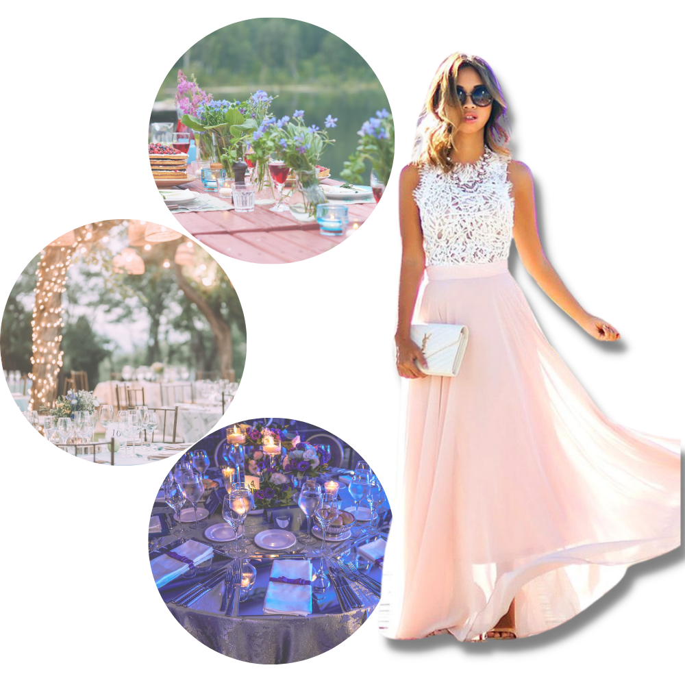 Raxiva - Prairie Chic Lace Chiffon Dress