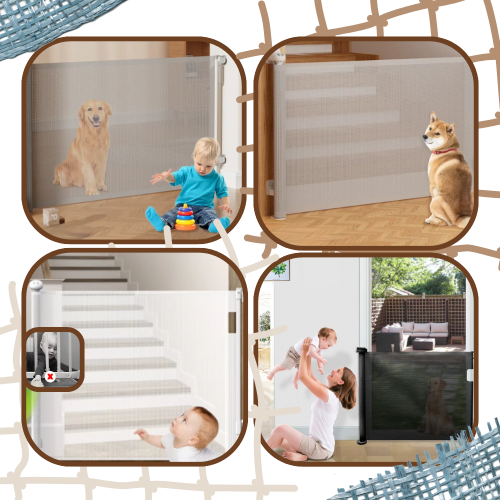 Raxiva - Retractable Sturdy Mesh Pet & Baby Gate