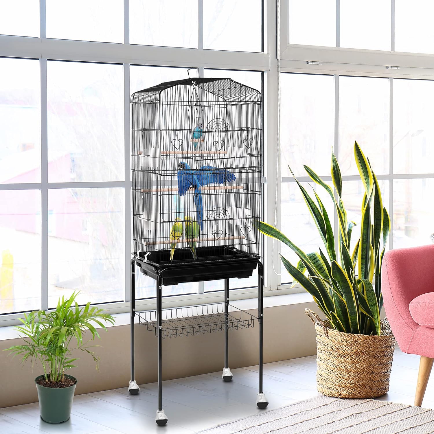 Raxiva - Rolling Bird Parrot Stand Cage