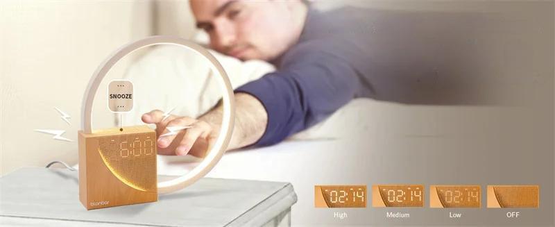 Raxiva - Touch Control Bedside Lamp – Night Light with Natural Sounds and Alarm Clock, Featuring 3 Levels of Brightness