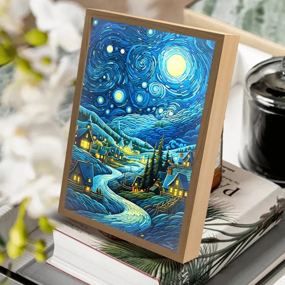 Raxiva - Van Gogh Art-Inspired Anime LED Light – Wireless Charging Mood Lamp for Stunning Wall Décor and Nighttime Ambiance, Perfect Home Gift