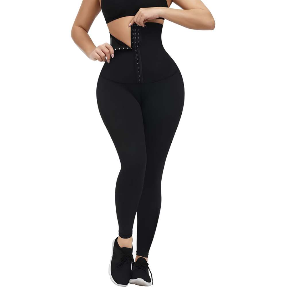 Raxiva-high waist gym leggings with waist trainer sculpt support
