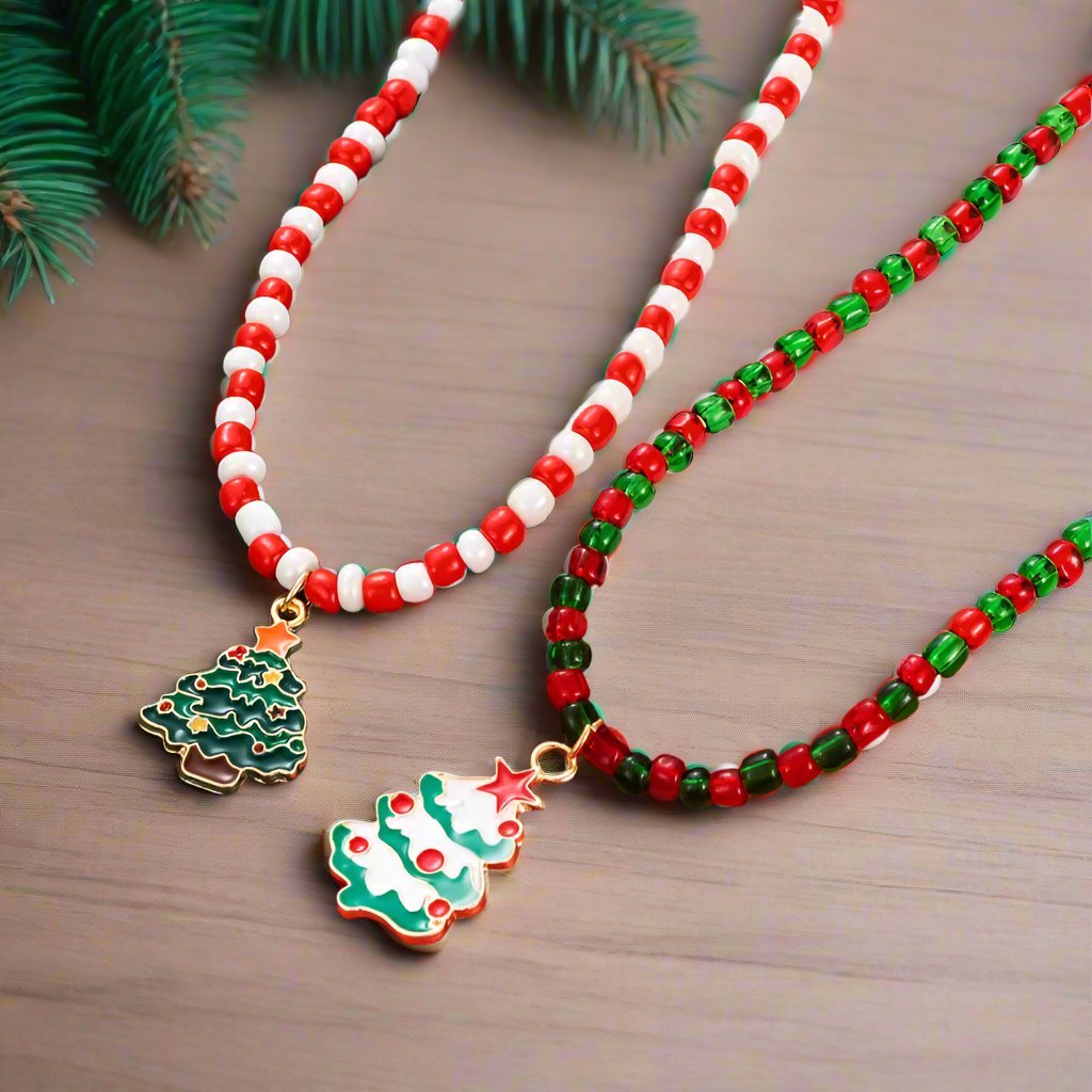 Raxiva-charming vintage christmas pendant necklace colorful beaded jewelry gifts