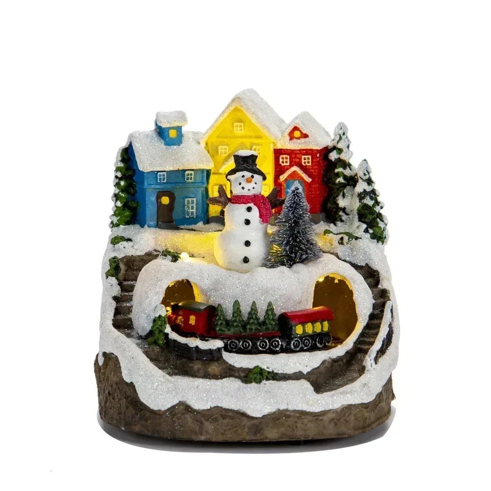 Raxiva-magical christmas tree music lights snowy house decor snowman holiday gifts home charm