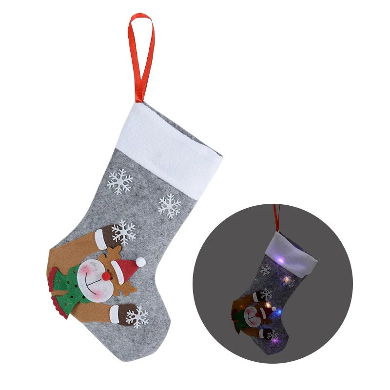 Raxiva-christmas stockings led lights snowman santa elk bear designs festive cheer fireplace tree