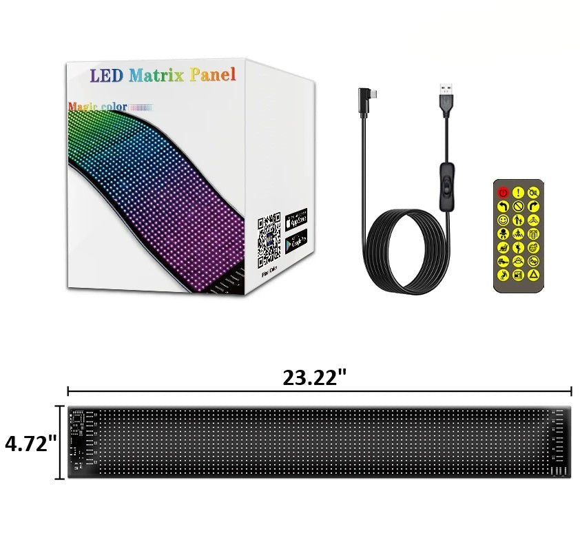 Raxiva-customizable rgb led car sign bluetooth programmable pixel panel dynamic animation lighting