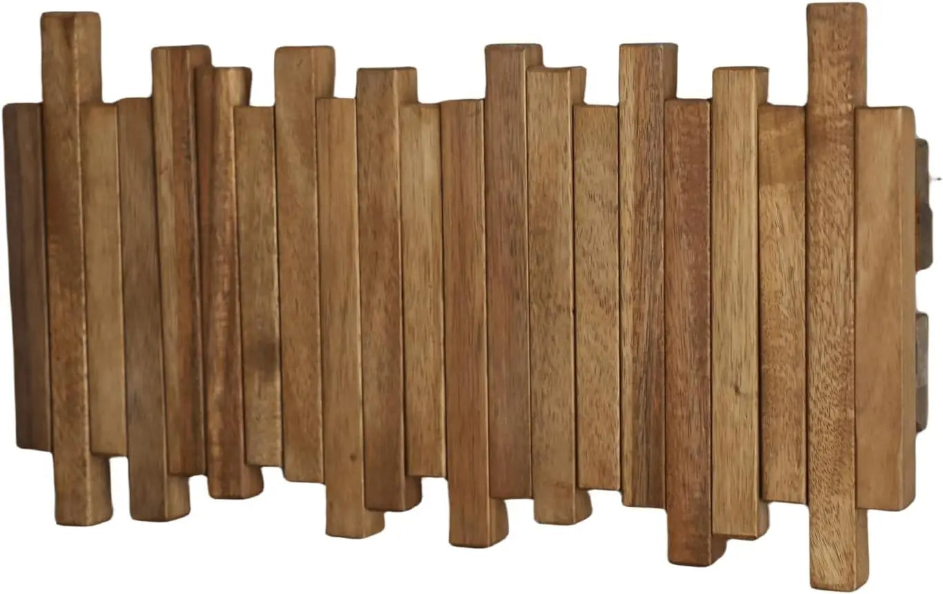 Raxiva-natural wood wall mounted coat hook rack flip down holder