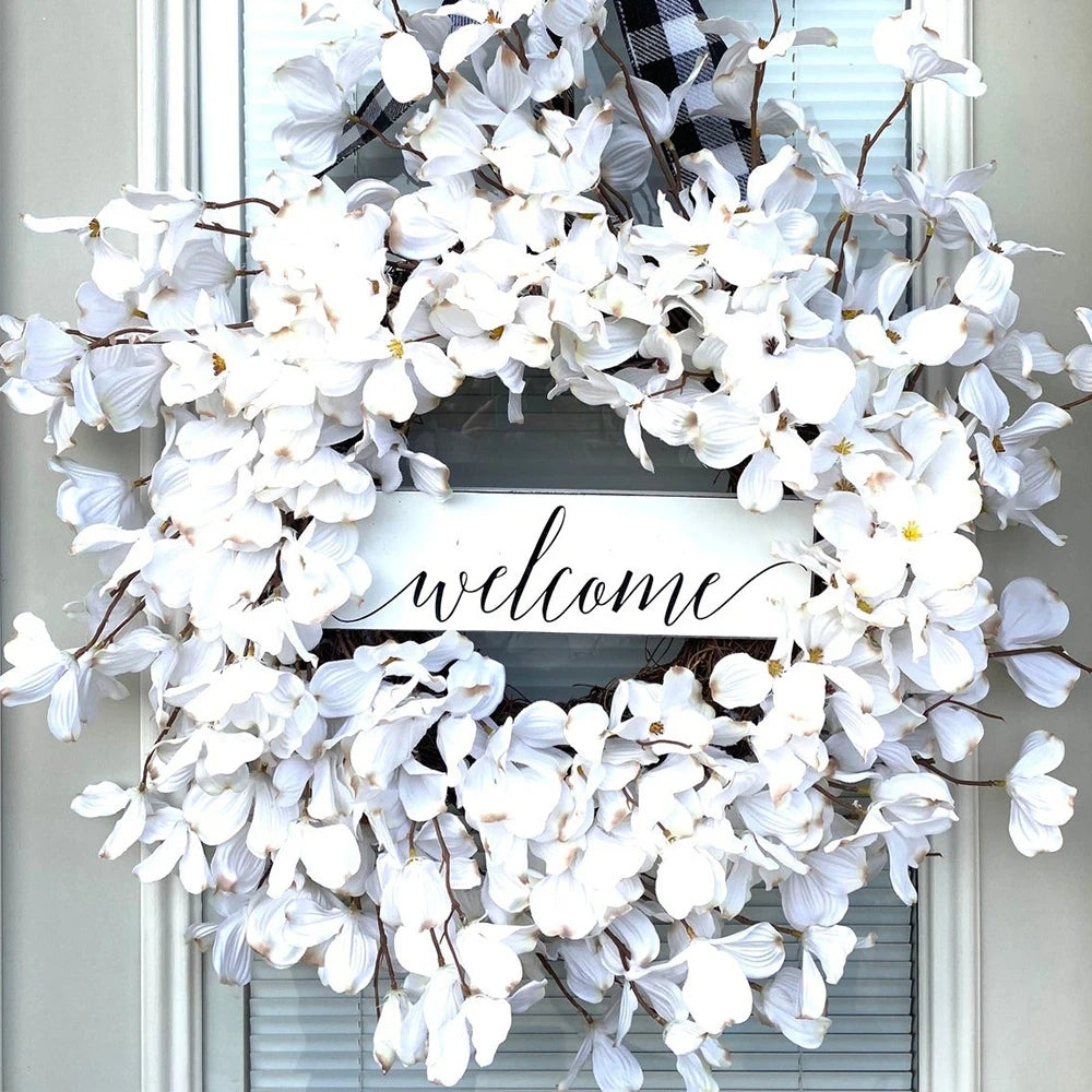Raxiva-white dogwood flower wreath 40 cm