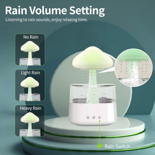 Raxiva-2 in 1 desk light humidifier rain cloud aromatherapy zen diffuser night light mushroom lamp