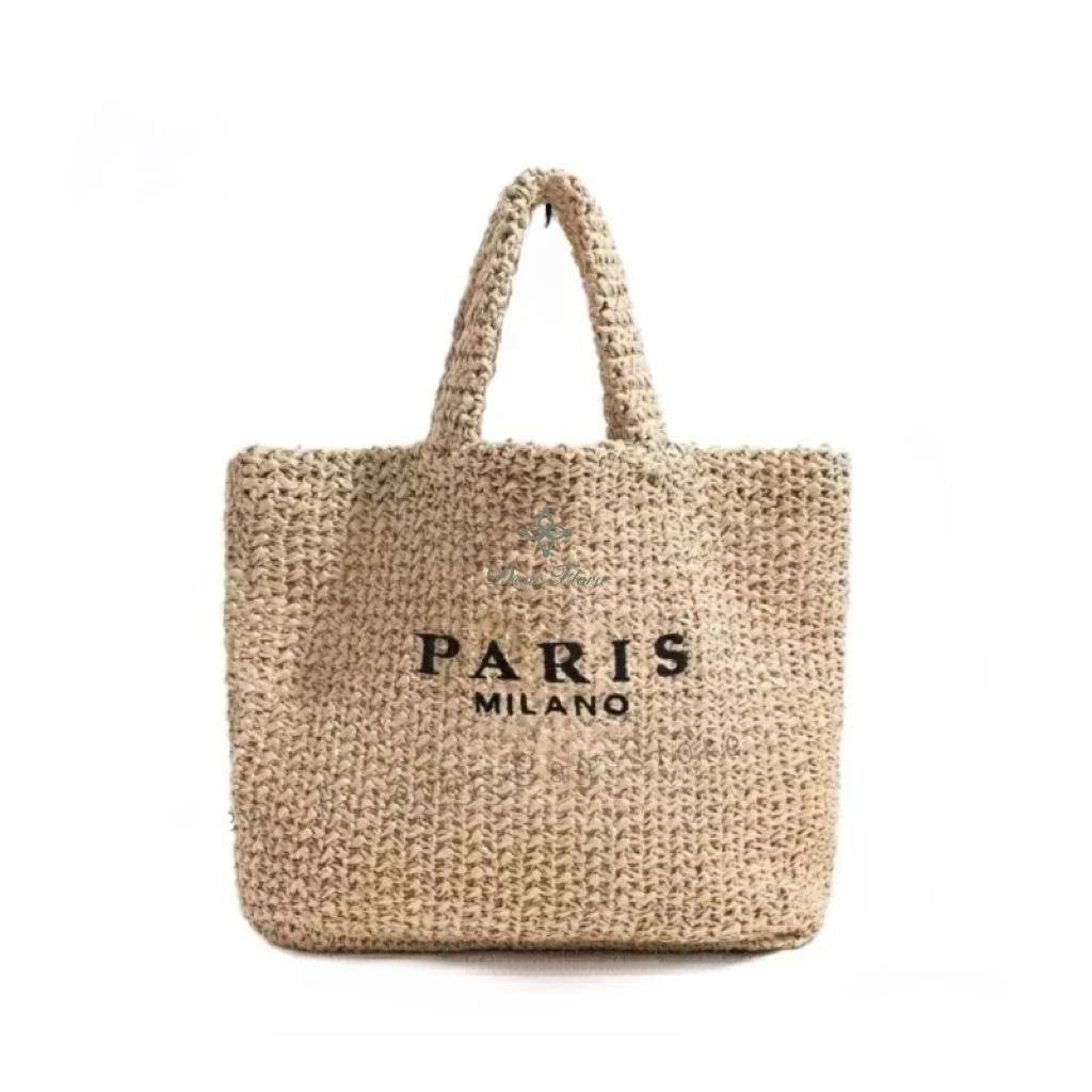 Raxiva-handwoven straw summer shoulder bag women spacious hollow design summer beach vacations