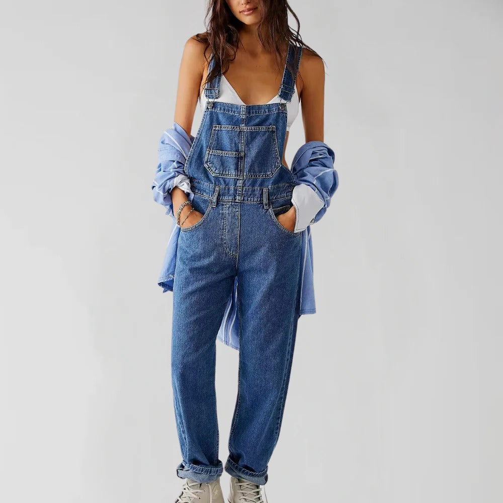 Raxiva-trendy denim overall for women