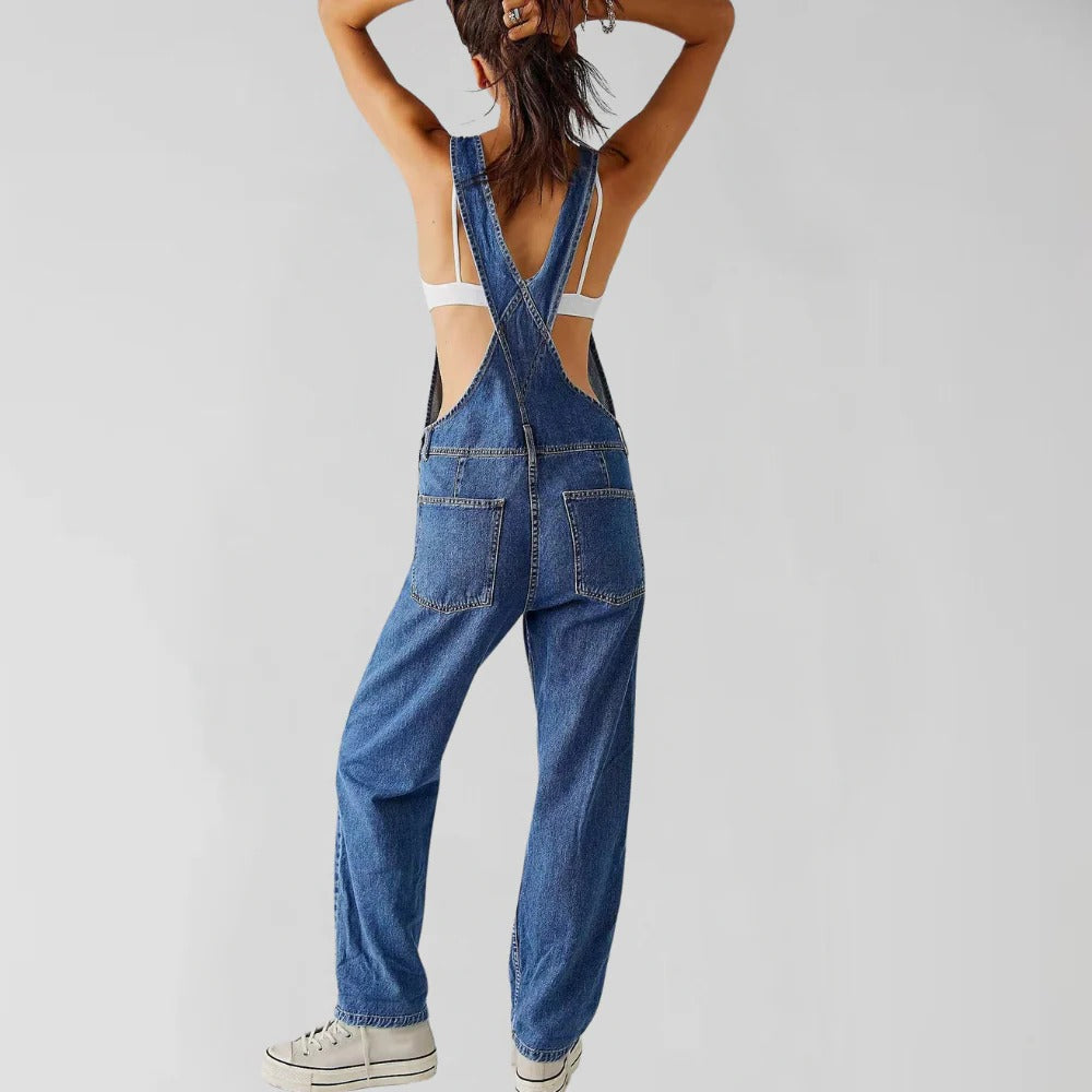 Raxiva-trendy denim overall for women