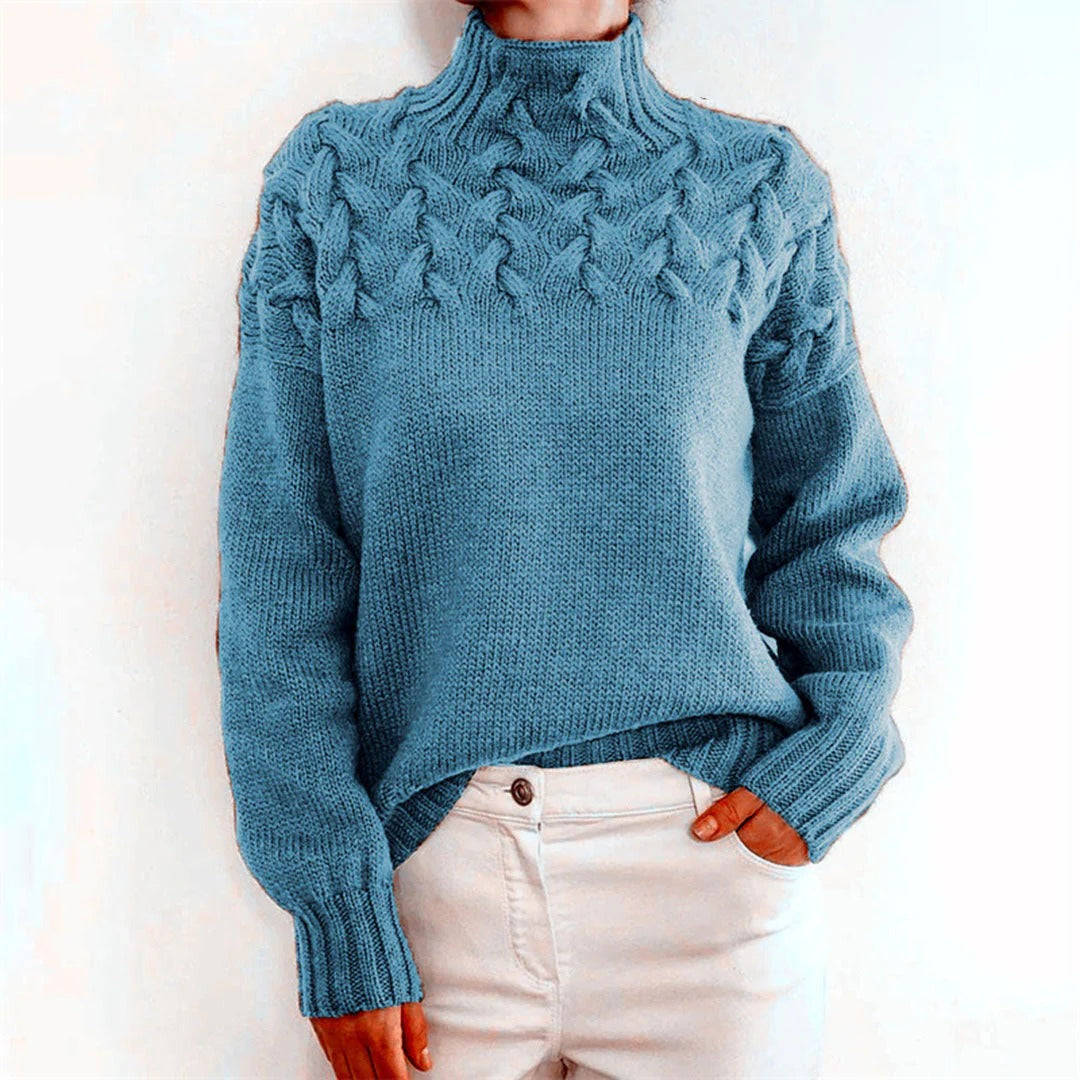 Raxiva-womens knitted turtleneck jumper